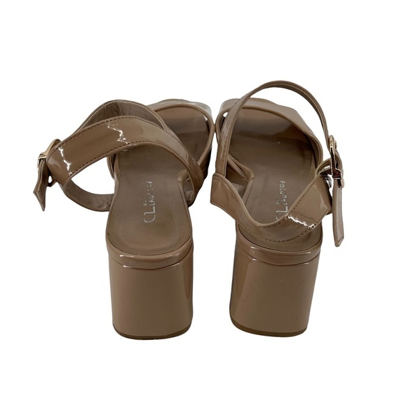 CLaundry Tan Patent Block Heel Platform Sandals Size 8 Women’s - Picture 5 of 7